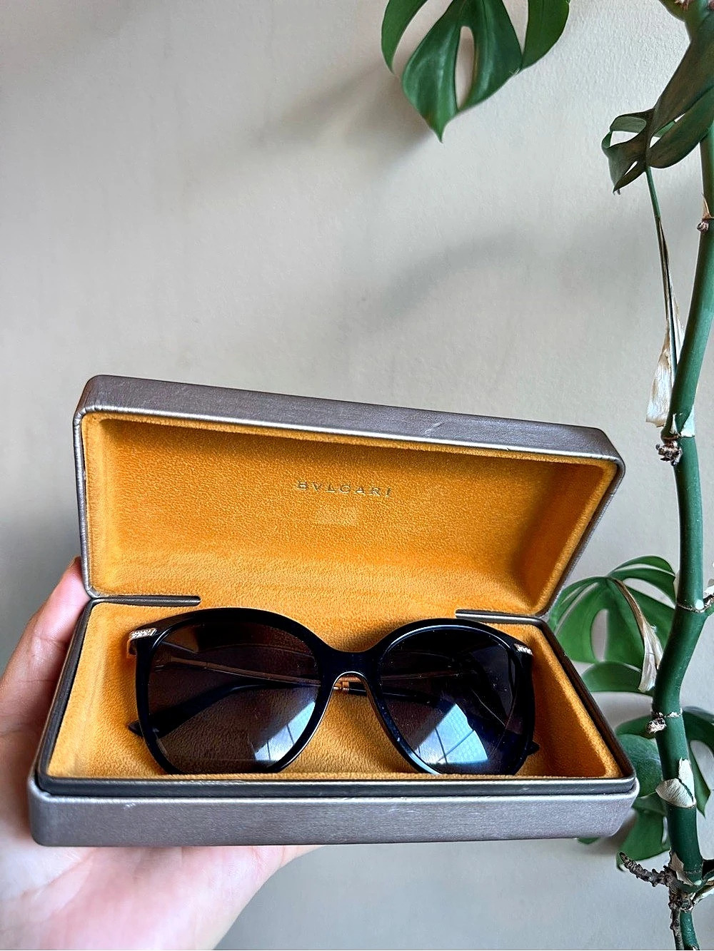 BVLGARI Black & Gold Polarized Sunglasses